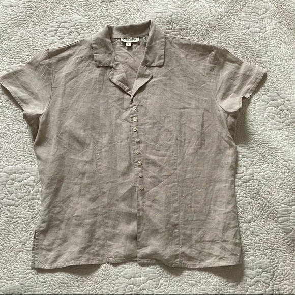 Vintage Ann Taylor Linen Button up Top - Picture 2 of 5
